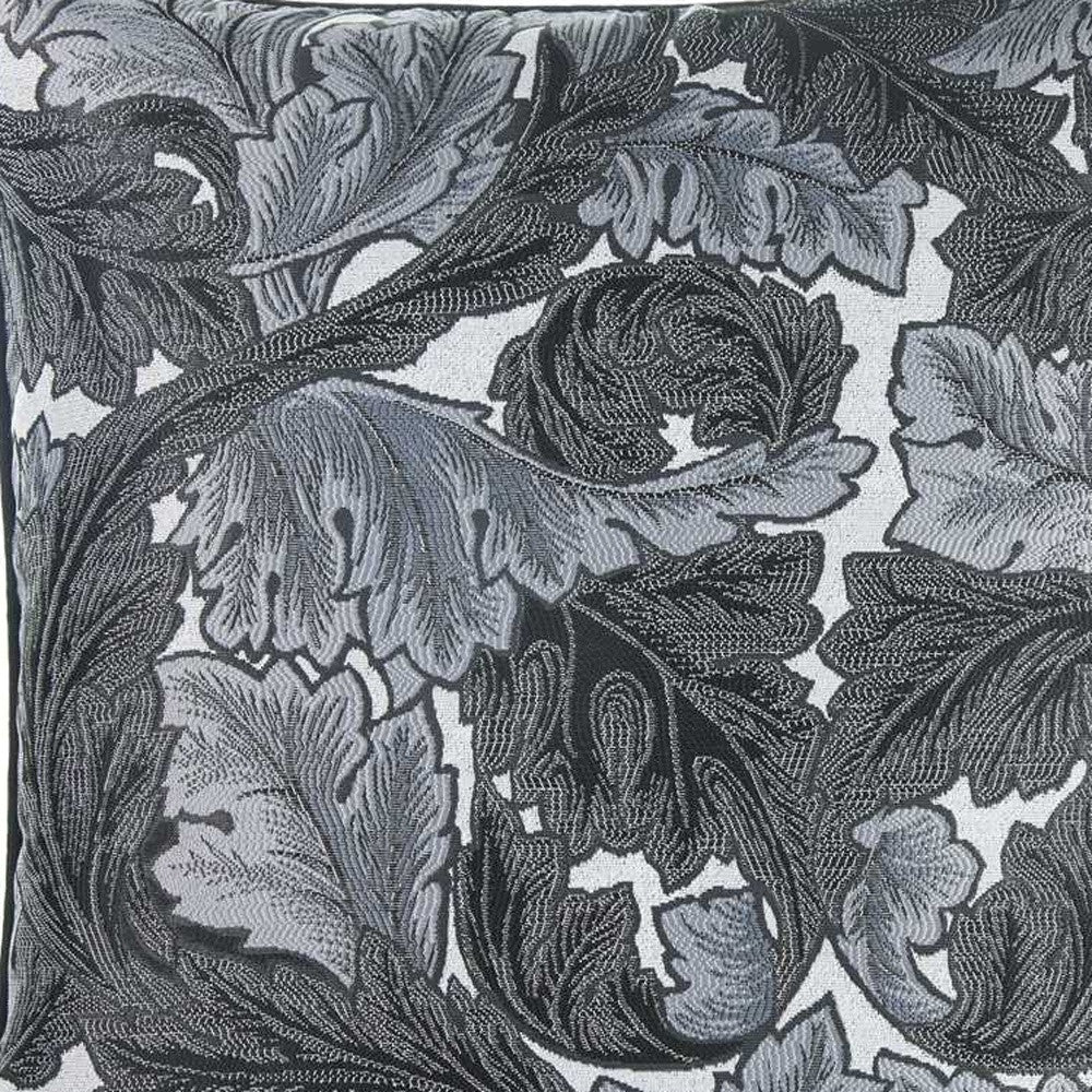 17"X 17" Grey Jacquard Leaf Decorative Throw Pillow Cover-7