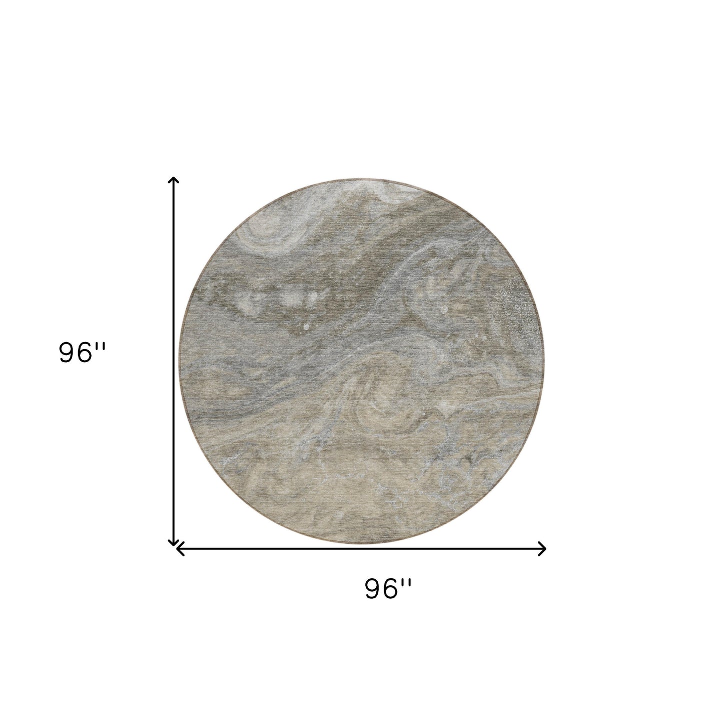 8' Taupe Beige And Ivory Round Abstract Washable Indoor Outdoor Area Rug-2