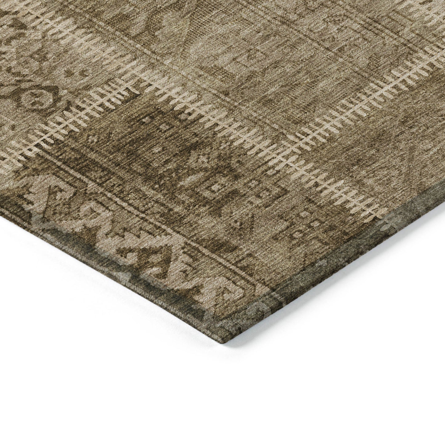 3' X 5' Brown And Beige Patchwork Washable Indoor Outdoor Area Rug-3