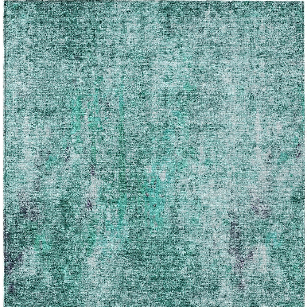9' X 12' Teal Blue Green And Gray Abstract Washable Indoor Outdoor Area Rug-5