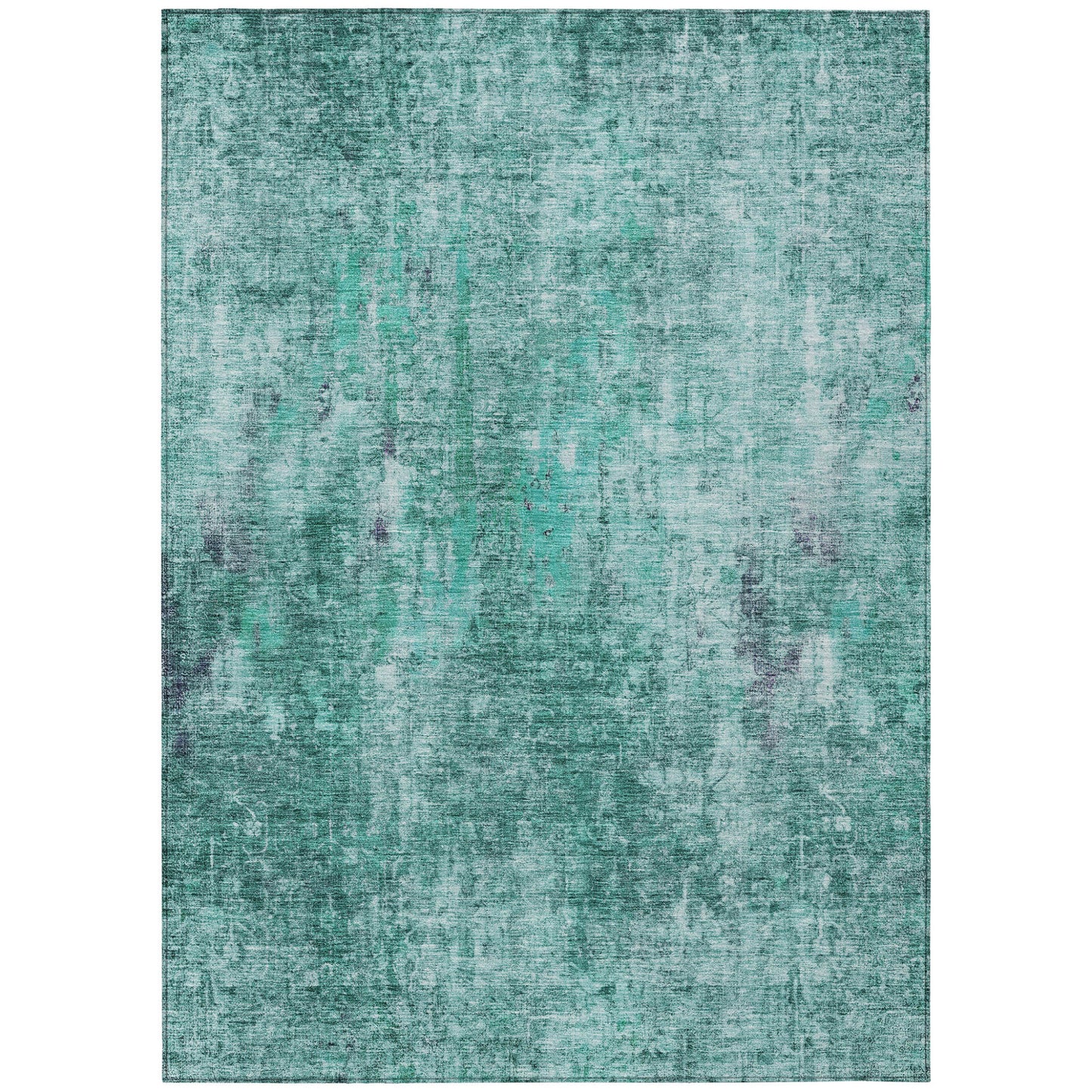 9' X 12' Teal Blue Green And Gray Abstract Washable Indoor Outdoor Area Rug-1