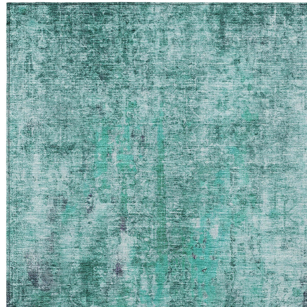 9' X 12' Teal Blue Green And Gray Abstract Washable Indoor Outdoor Area Rug-4
