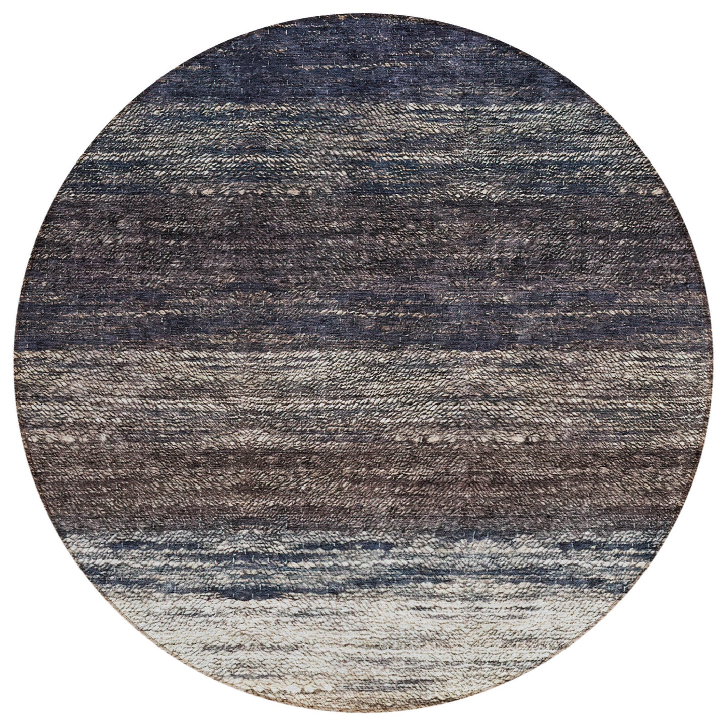 8' Beige Ivory And Brown Round Ombre Washable Indoor Outdoor Area Rug-1
