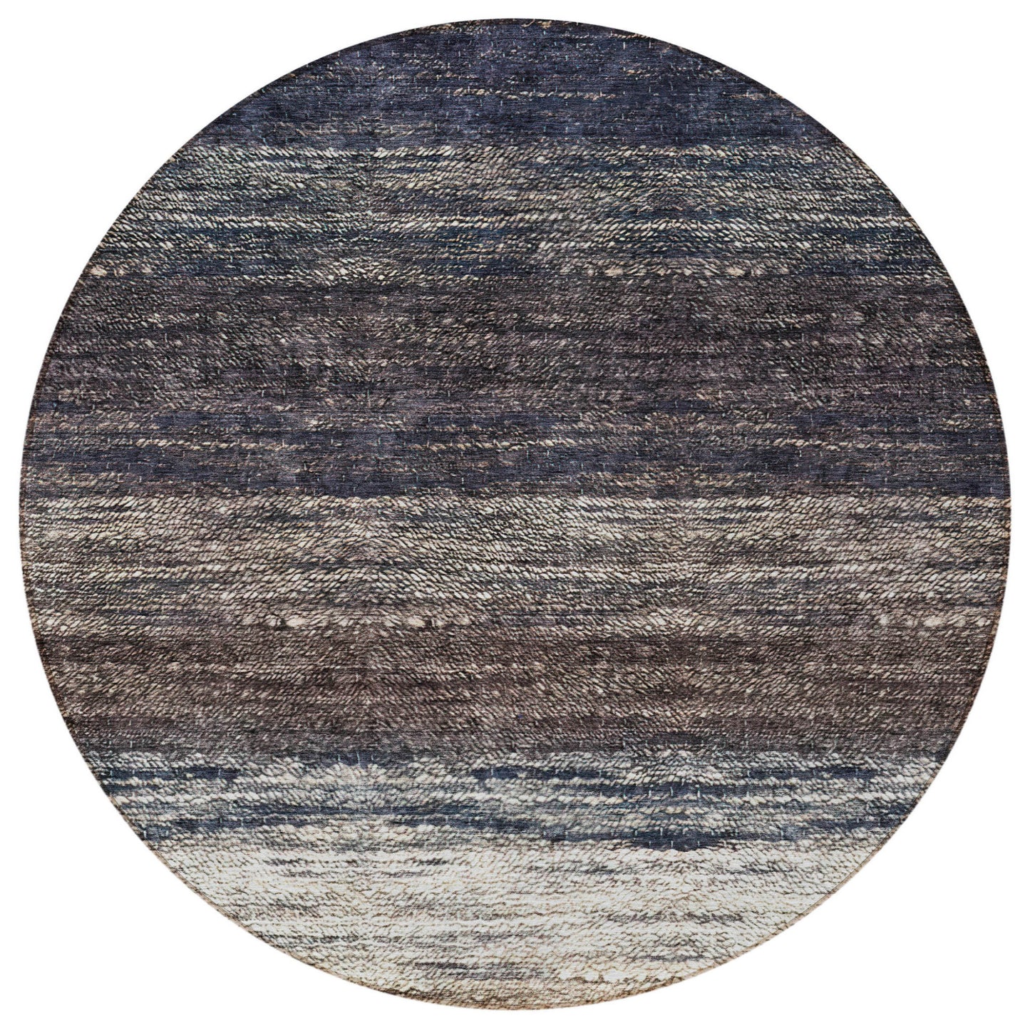 8' Beige Ivory And Brown Round Ombre Washable Indoor Outdoor Area Rug-4
