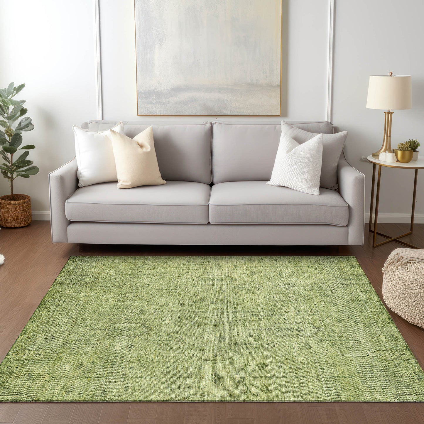 5' X 8' Sage And Artichoke Green Southwestern Washable Indoor Outdoor Area Rug-8