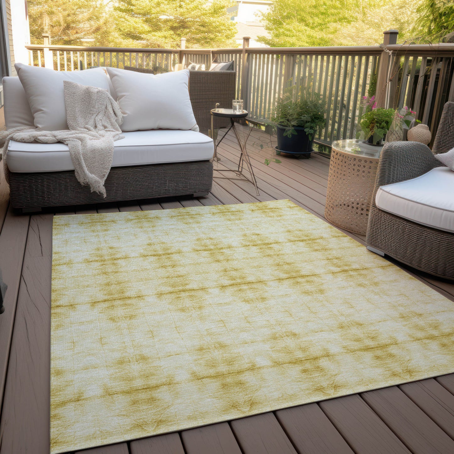 8' X 10' Wheat And Gold Geometric Washable Indoor Outdoor Area Rug-7