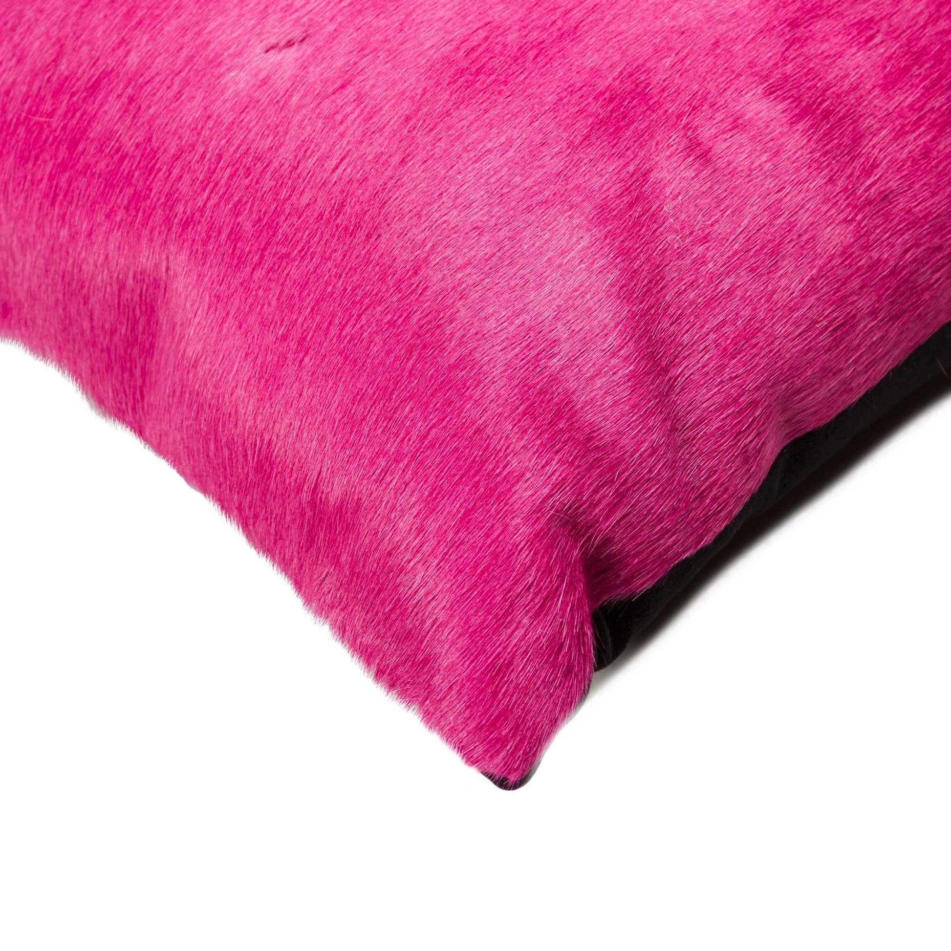 Set of Two 12" X 20" Fuchsia Cowhide Lumbar Throw Pillows-3