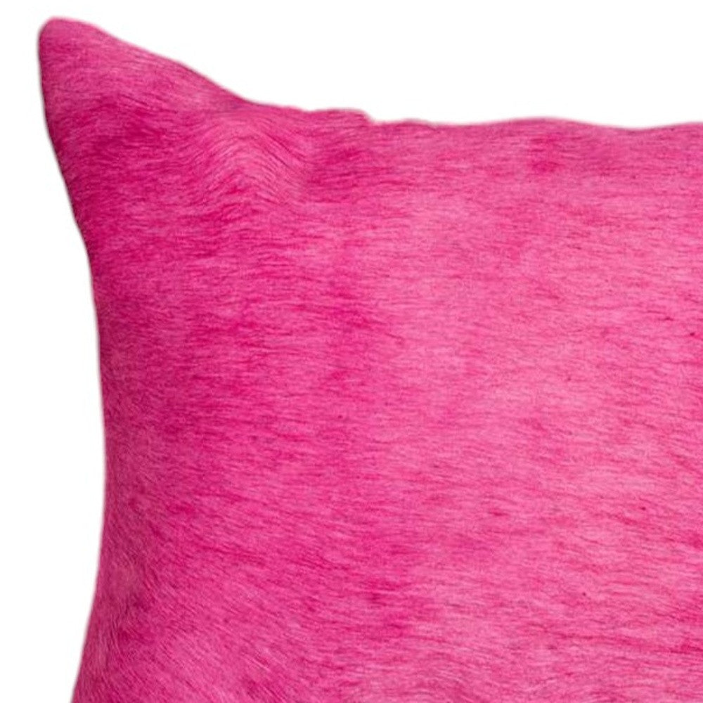 Set of Two 12" X 20" Fuchsia Cowhide Lumbar Throw Pillows-5