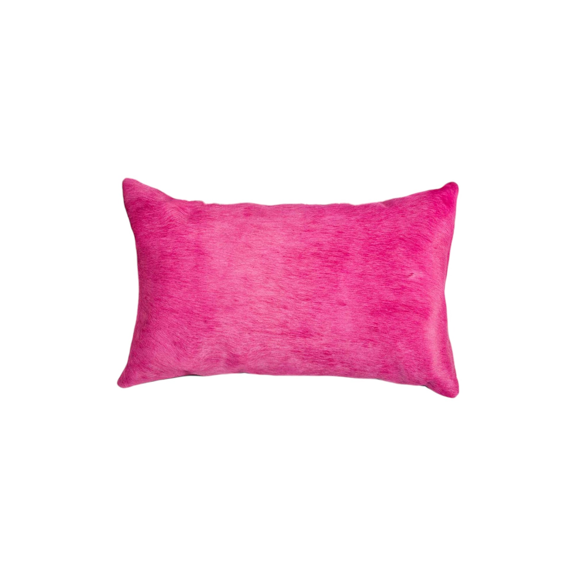 Set of Two 12" X 20" Fuchsia Cowhide Lumbar Throw Pillows-2