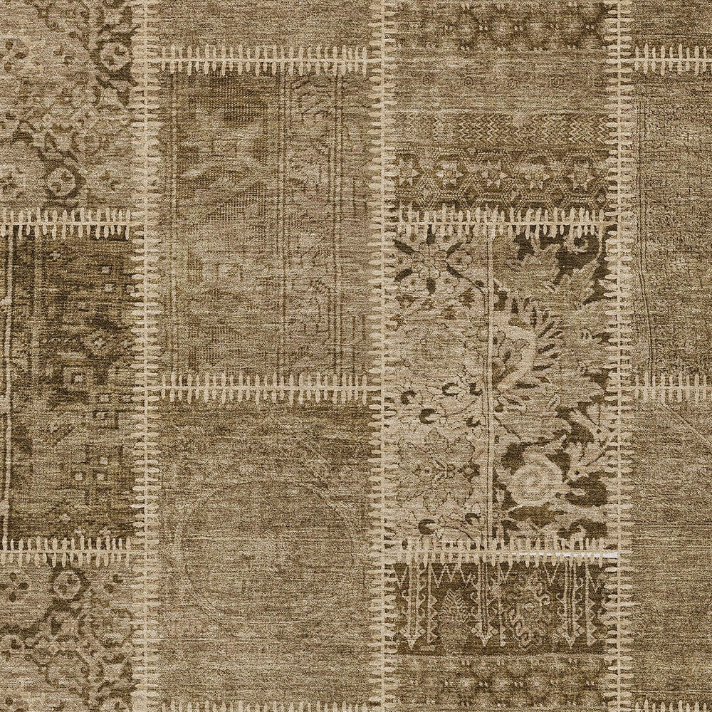 3' X 5' Brown And Beige Patchwork Washable Indoor Outdoor Area Rug-4