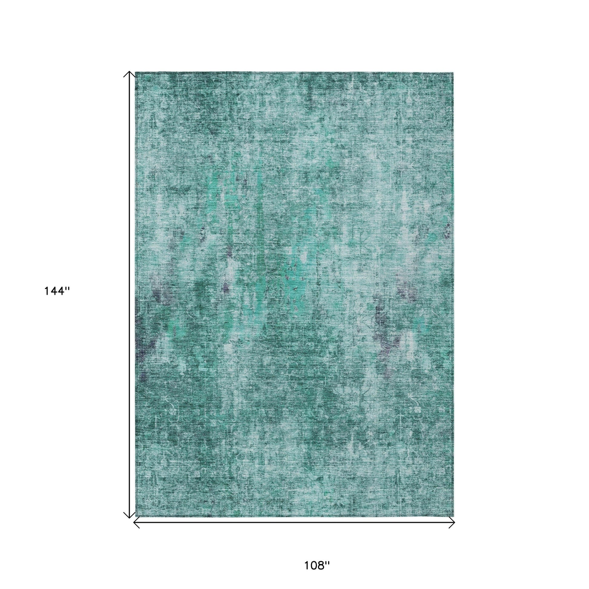 9' X 12' Teal Blue Green And Gray Abstract Washable Indoor Outdoor Area Rug-2
