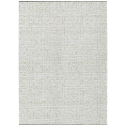 3' X 5' Ivory And Beige Geometric Washable Indoor Outdoor Area Rug-1
