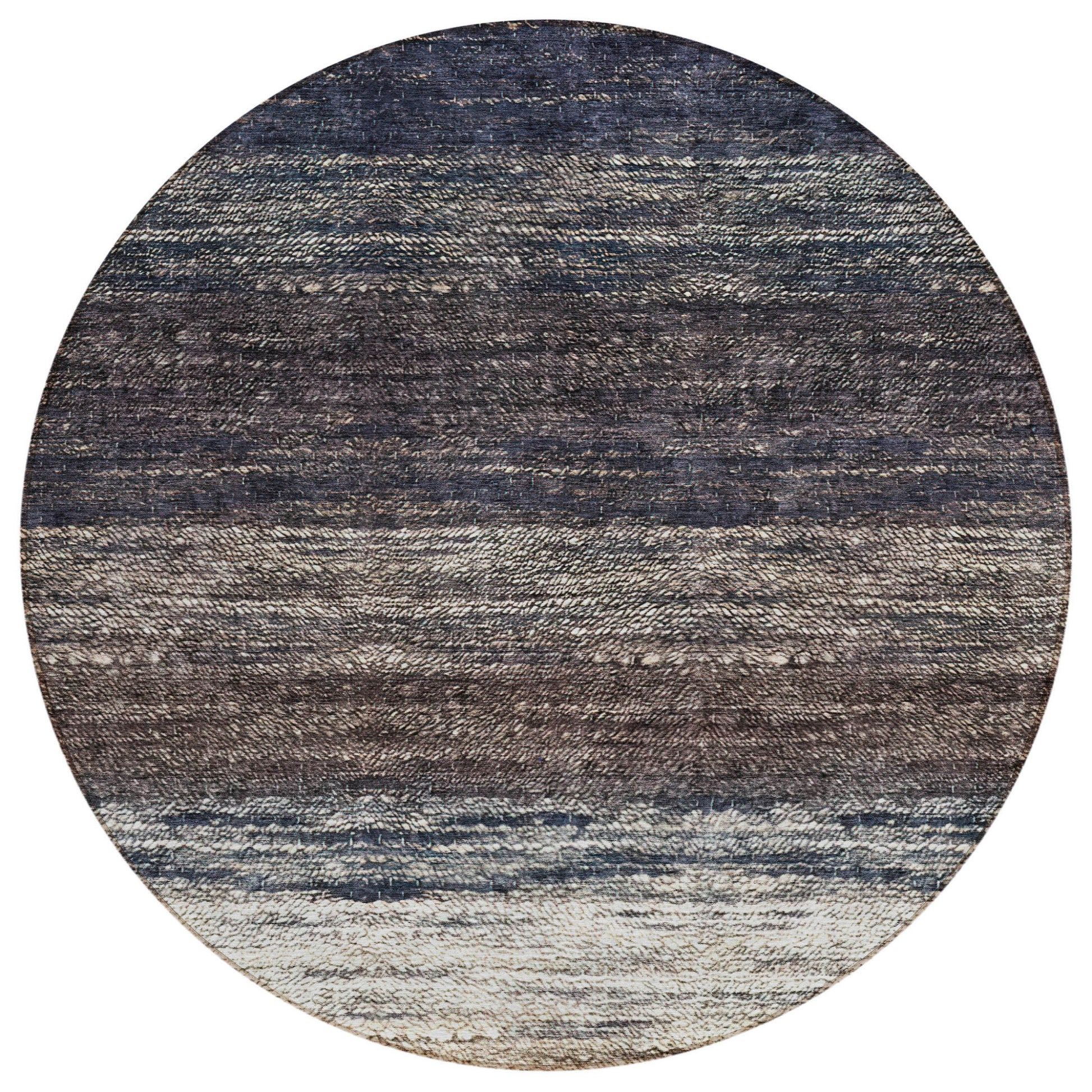 8' Beige Ivory And Brown Round Ombre Washable Indoor Outdoor Area Rug-1