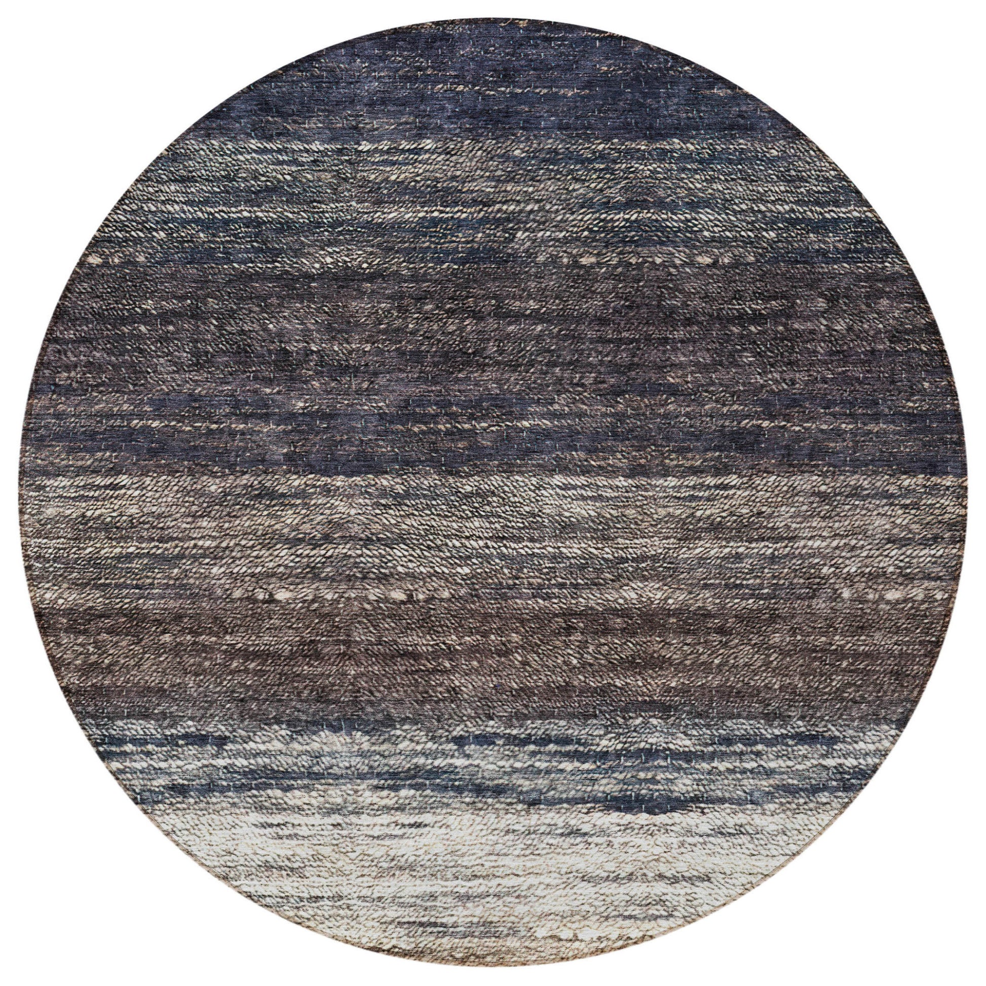 8' Beige Ivory And Brown Round Ombre Washable Indoor Outdoor Area Rug-4