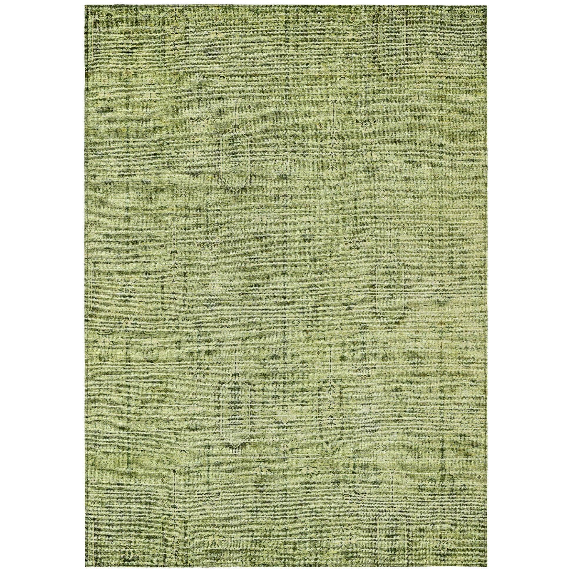 5' X 8' Sage And Artichoke Green Southwestern Washable Indoor Outdoor Area Rug-1
