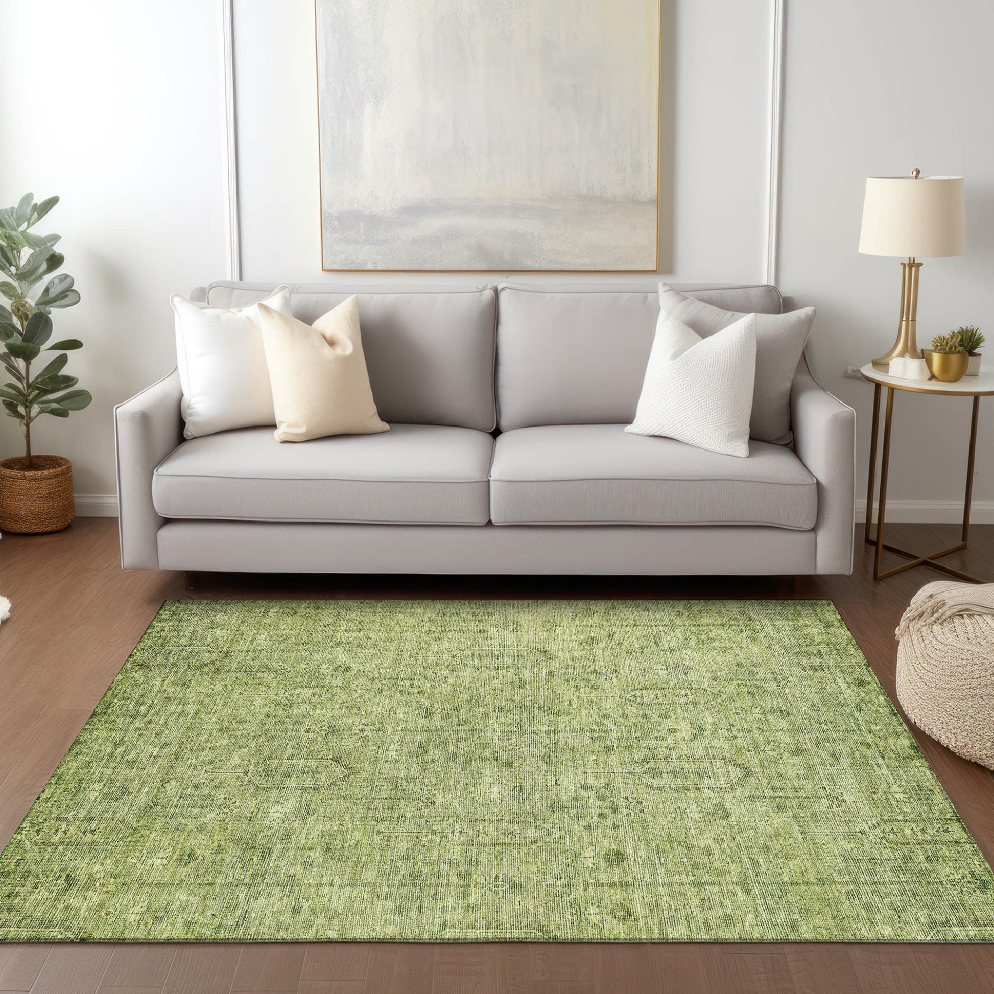 5' X 8' Sage And Artichoke Green Southwestern Washable Indoor Outdoor Area Rug-8